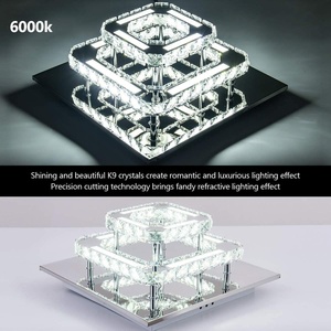 Modern Decorative 36W 2 <b>Square</b> Rings Crystal <b>Ceiling</b> <b>Light</b> Led <b>Ceiling</b> Lamp Flush Mount <b>Light</b> Fixtures Bathroom Foyer - Product Image 6