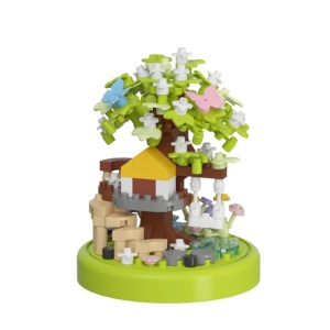 Blocs de construction maison dans les arbres vertes 20 pièces, mini briques en plastique DIY, jouet éducatif à assembler pour enfants - Product Image 1