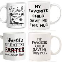 Mug en porcelaine blanche 11 oz personnalisé pour sublimation par transfert thermique, vente en gros transfrontalière Xuzhen, tasse à lait/eau de bureau personnalisée