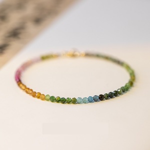Neue ultra feine 2mm Regenbogen kleine Turmalin Armband weibliche <span class=keywords><strong>Wangfu</strong></span> Stein 14 Karat Gold Farbverlauf Charms für Armbänder Bulk - Product Image 5