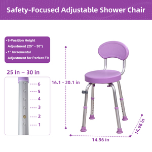 360 °   Chaise de douche pivotante avec dossier, siège de bain réglable en hauteur sur 6 niveaux, tabouret de <span class=keywords><strong>baignoire</strong></span> antidérapant pour personnes âgées et handicapées - Product Image 3