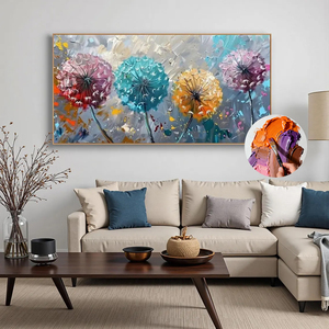 Cuadro Decorativo de Pared para el Hogar de Lujo, Impresión Artística Abstracta de Diente de León Colorido, Pintura al Óleo Pintada a Mano sobre Lienzo, Cuadro Grande Moderno para - Product Image 1