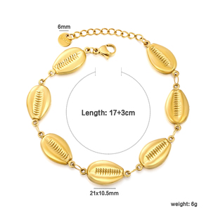 กำไลข้อมือเปลือกหอยสแตนเลสชุบทอง 18K ขายส่งจากโรงงาน กำไลโซ่เปลือกหอยชายหาด แฟชั่นฤดูร้อน - Product Image 3