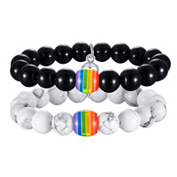 Lgbtq Pride Bracelet perlé Cornaline Blanc Turquoise Pierre naturelle Coeur Sheaped Bracelet fermoir magnétique