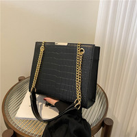 Petit sac de réunion carré en cuir PU gaufré, sac à main rétro tendance à bandoulière unique, sac bandoulière élégant vintage avec chaîne, mode