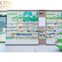ONI Shopfitting's Étagère de pharmacie éclairée par LED Étagère murale décorative élégante pour pharmacie en verre