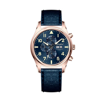 Montre à quartz pour hommes avec grand cadran, chronographe Miyota OS00, bracelet en cuir véritable, étanche 50M, montre-bracelet d'affaires en acier inoxydable
