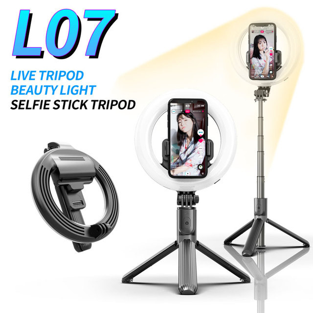 L07 92cm Tripod Selfie Stick With 6 Inch Ring Light Stand