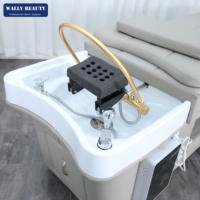 Lit de shampooing de luxe pour spa capillaire japonais avec machine à cascade pour le cuir chevelu, mobilier de salon de beauté, massage de spa capillaire
