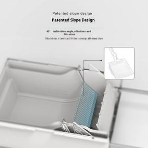 Peterest büyük çevre dostu kedi çöp havzası tamamen kapalı yarı otomatik katı plastik kedi tuvalet el çekti evcil hayvan kaseleri besleyiciler - Product Image 3
