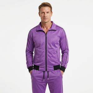 Conjunto Deportivo para Hombre, Manga Larga, Cuello Alto, Cierre con Cordón, Ligero, Invernal, Casual, Color Sólido, Transpirable, Calidad Premium - Product Image 1