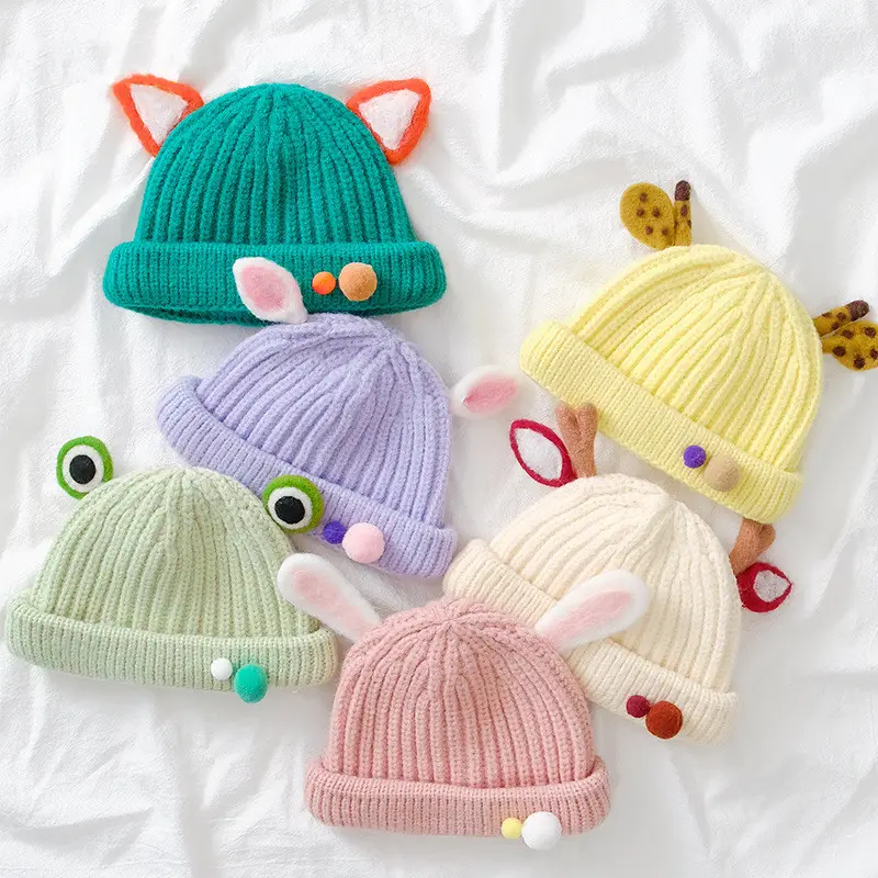 HZM-60115 Winter Knitting Infant Toddler Kids Children Beanie Newborn Baby Hats Baby Knitted Hat Organic Baby Hat