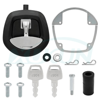 Loquet de compression multipoint noir pour boîte à outils de camion, remorque, bateau, conteneur, avec poignée en T et loquet chromé en queue de baleine