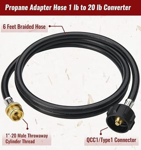 Manguera adaptadora de propano de 6 pies, adaptador de 1lb a 20lb convierte electrodomésticos de 1lb en tanques de 5 a 40lb, manguera de gas para Weber Q, <span class=keywords><strong>Coleman</strong></span> Grill - Product Image 2