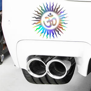 Autocollant en vinyle pour voiture, motif soleil hindou mystique Om, en sanskrit, pour voiture, ordinateur portable, fenêtre, verre, cadeau, découpé - Product Image 1