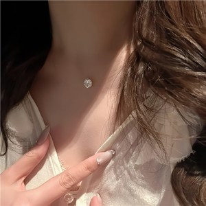 สร้อยคอเพชรโมอิสซาไนต์เงินแท้ S925 ทรงกลม ประดับแบบกรงเล็บ สำหรับใส่ทุกวัน จาก King Silver Jewelry - Product Image 4