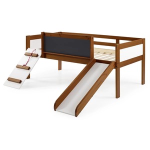 Letto a Casetta sull'Albero per Bambini in Legno Massello, Moderno e Semplice, con Scivolo e Lavagna per Disegnare - Product Image 5