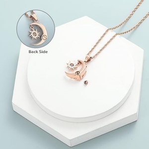 Collana Urna Personalizzata Luna e Sole Rosa per Ceneri di Animali Domestici, Gioiello Commemorativo <span class=keywords><strong>in</strong></span> Acciaio Inossidabile - Product Image 2