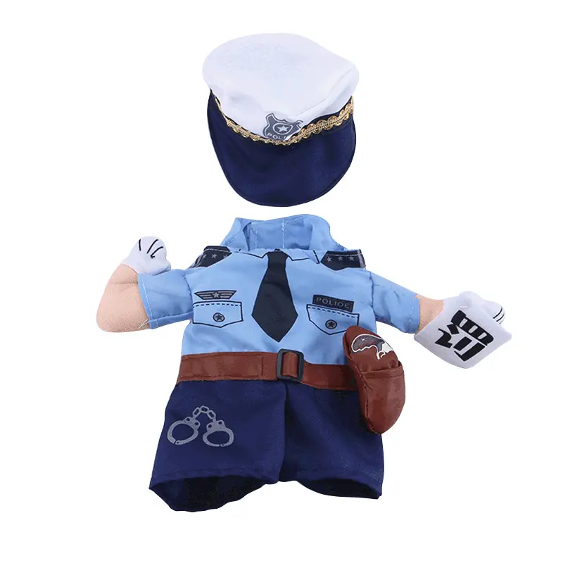 Funny Halloween Pet Police Standing Upright Outfit Cat Dog Transformation Clothes Small Dog Creative Clothes