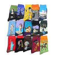 Chaussettes décontractées pour hommes, nouvelle collection, style personnalisé, artistique, rétro, série de peintures mondialement connues, art de dessin animé, corps