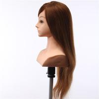 Tête de mannequin en cheveux humains de qualité supérieure, longue et droite, pour permanente, teinture, décoloration, formation en coiffure, salon, maquillage de mariée, outil de coiffage et coupe de cheveux