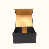 Boîte-cadeau en papier noir magnétique portable haut de gamme avec logo personnalisé, boîtes d'emballage rigides pliables recyclables avec couvercle magnétique