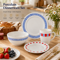 Vaisselle en porcelaine jetable en gros, style campagnard personnalisé, motif floral peint à la main, compatible lave-vaisselle, 4 motifs