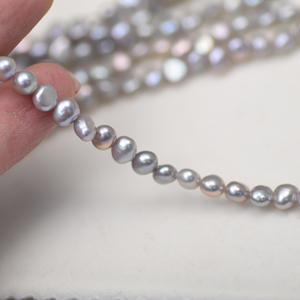 Collar y Pulsera de Perlas Sueltas Gris Claro de Doble Cara Estilo Barroco, Materiales Semielaborados para Manualidades, Color Blanco Perla - Product Image 2