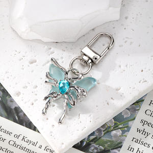 2025 à la mode Top vente bleu cristal papillon alliage porte-clés porte-clés sac pendentif accessoires - Product Image 6