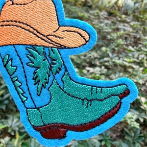Parches Bordados Planos Personalizados con Diseño de Bota Vaquera, Colores Duraderos, Brillantes y de Larga Duración, para Ropa - Product Image 3