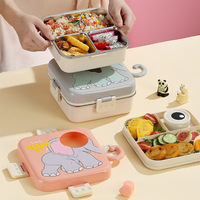 Vente chaude Boîte à bento à 3 compartiments pour enfants Conteneurs à lunch faciles à ouvrir pour l'école Conteneurs à nourriture de stockage portables