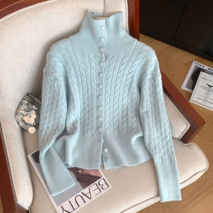 Pull à col roulé en maille pour femme, style automne-hiver 2026, couleur unie, coupe ample, motif personnalisable - Product Image 5