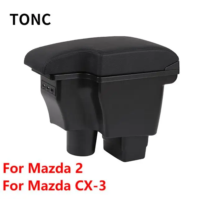 TONC For Mazda 2 For Mazda CX-3 Car Armrest 3USB Black Center Console Storage Box Car Interior Parts Center Armrest