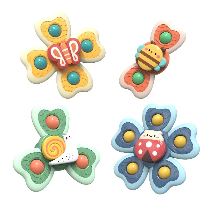 3pcs Suction Cup Rotating Gyro Toy Pop up Suction Cup Spinner Toys Spinning Tops Bath Toys for Kids