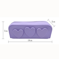 Coeur Silicone porte-crayon étanche pochette à crayons pour les enfants de l'école Portable stylo sac femmes pochette de maquillage avec fermeture éclair