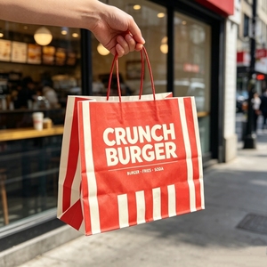 Bolsas de Papel Kraft Desechables para Pollo Frito con Logotipo Personalizado para Restaurantes, Diseño de Empaque para Comida Rápida, Contenedor para Hamburguesas para Llevar - Product Image 1