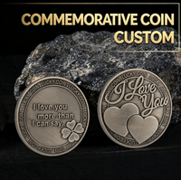 Pièce de Monnaie Souvenir Vintage Cœur Double en Fer, Jeton Romantique avec Message, Cadeau Saint-Valentin Anniversaire Couple, Souvenir Imprimé UV Tendance