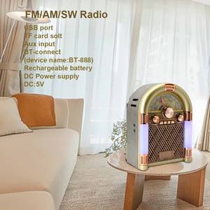 Nuovo Design <span class=keywords><strong>Vintage</strong></span> Clock Radio FM/AM/SW 3 band Retro Radio USB/TF Music Player lettore MP3 per regalo - Product Image 5