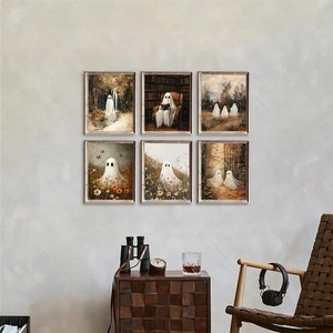 Art mural encadré fantôme d'Halloween 38,5x31cm, peinture décorative pour la décoration intérieure de la maison - Product Image 4