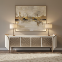 Personnalisé Moderne Minimaliste Blanc Crème Français Style Clair Luxe Solide Console TV Flottante Meuble TV en Bois