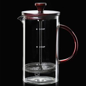 Cafetière à piston en verre borosilicate moderne et personnalisable, 400 ml/800 ml, avec couvercle en bambou, sans BPA, résistante à la chaleur, pour la vente en gros - Product Image 5
