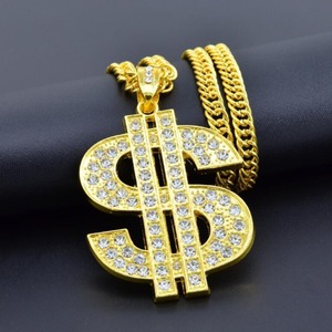 Mode <span class=keywords><strong>dollar</strong></span> logo bijoux <span class=keywords><strong>en</strong></span> <span class=keywords><strong>or</strong></span> saoudien laboratoire diamant pendentifs - Product Image 2