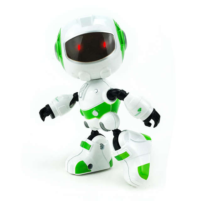 Green Plastic Metal Intelligent Recording Mini Talking Smart Robot Flexible Body Electric Toy Robots with Light and Sound