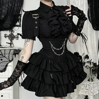 Jupe tutu à volants noire Y2K Streetwear, style gothique mignon, pour femme mature, taille naturelle, polyvalente, confortable, été