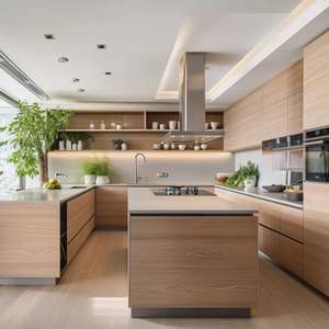 Muebles de Cocina Modernos Personalizados a Precio de Fábrica, Conjunto de Isla y Armarios de Cocina Modernos de Madera Contrachapada y Melamina - Product Image 2