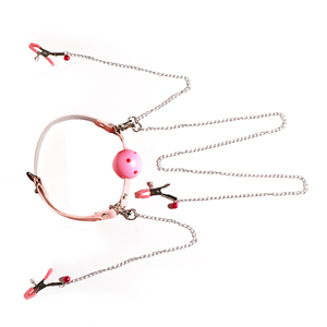 Jouet BDSM oral féminin SM en cuir PU avec chaîne à clip et muselière pour équipement de bondage - Product Image 1