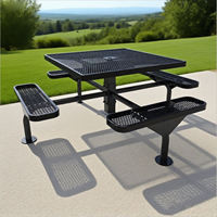 Table de pique-nique en acier pour l'extérieur avec banc, table de restaurant, bistro en métal, table de camping, table et chaises de salle à manger
