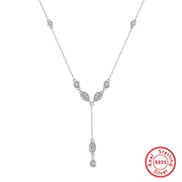 BQN18 - Elegante Collar de Plata de Ley 925 con Circonita 5A para Mujer, Ideal para Bodas, Fiestas y Vestidos de Noche, Joyería Fina