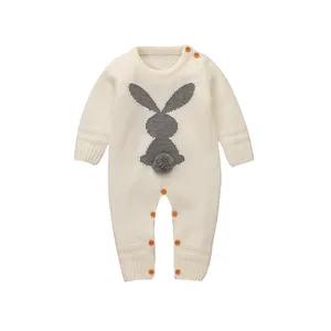 MIMIXIONG Wholesale Newborn Baby Girls Outfit My First Easter Costumes Romper Dress With Cute Bunny ropa para bebe