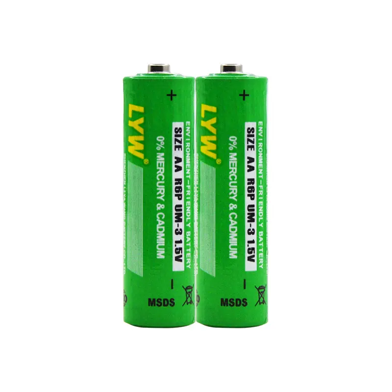 Lage Groothandelsprijs Klok Afstandsbediening Aa 1.5V R 6P Aa Primaire Koolstofbatterij Nr. 5 Droge Batterij